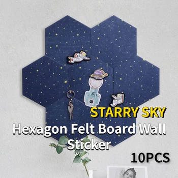 10 ADET 3D Altıgen Keçe Kurulu Yumuşak Çanta Anti-Çarpışma Duvar Sticker Kendinden Yapışkanlı Su Geçirmez Duvar Kağıdı Yıldızlı Gökyüzü Ev Dekor İçin