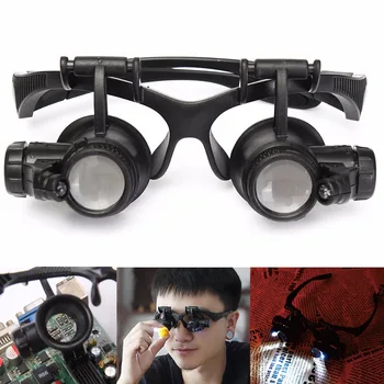 10X 15X 20X 25X LED Büyüteç Çift Gözlük Büyüteç Lens Kuyumcu İzle Onarım 4X Büyüteç Ölçüm Araçları