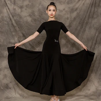 2022 Modern Dans Elbise Vals Halter Etek Yaz Kısa Kollu Backless Uygulama Elbise Balo Salonu Dans Elbise Kızlar İçin DN11088