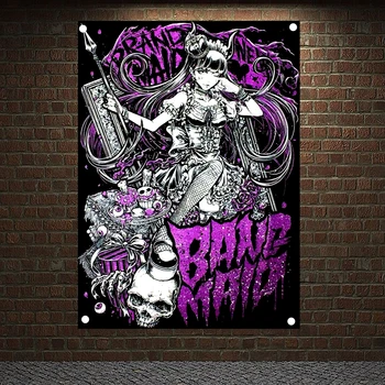 BABYMETAL Ürkütücü Sanat Afiş Korkunç Kanlı Rock Grubu Metal Müzik Posteri Bez Bayrakları duvar çıkartmaları Tuval Boyama Ev Dekor