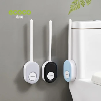 ECOCO Tuvalet Fırçası Duvara monte Taban Banyo Hiçbir Ölü Köşe Silikon Esnek Yumuşak Kıllar Fırça Hızlı Kurutma Tutucu