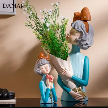 Ilmek Kız Dekoratif Çiçek Vazolar Yaratıcılık Karikatürler Masa Vazo Masaüstü Dekorasyon saksılar Ev Dekor Süsler