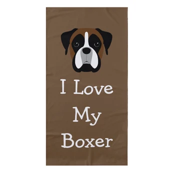 Kahverengi I Love My Boxer Köpek Tema Aşk Plaj Havlusu Erkekler Kadınlar için Yetişkin Boxer Köpek evcil hayvan duşu banyo havlusu Banyo Noel Hediyesi