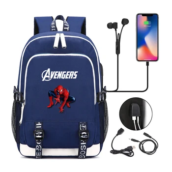 MARVEL Moda Yeni Naylon Su Geçirmez Schoolbag açık hava seyahati için sırt çantası USB Şarj Müzik Dinlemek Schoolbag Laptop Sırt Çantası