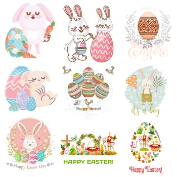 Mutlu Paskalya Yamalar Giysi çocuk T-shirt Çıkartmalar Renk Kartal Sevimli Tavşan Demir-on Transferler için Giyim Karikatür Yama