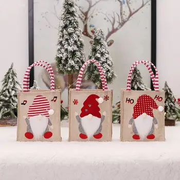 Noel Tote Çanta Büyük Kapasiteli Noel hediyesi Çanta Sevimli Noel Noel Baba Tedavi Çantası