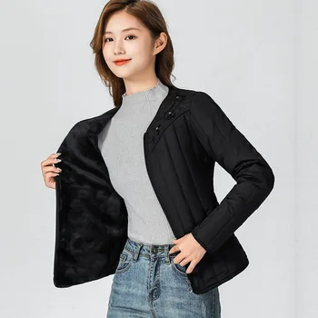 Parka kadın Slim Fit Kısa Palto Ceket 2022 Kış Moda Pamuk-Yastıklı Ekleme Kalınlaşma Sıcak Tutmak Sıska Parkas Kadın