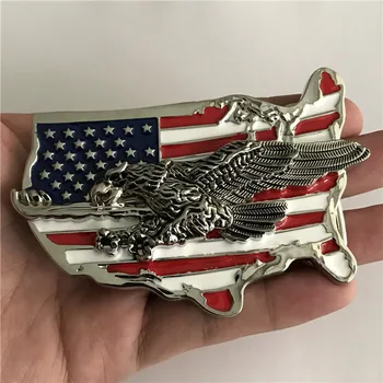 Perakende Yeni Yüksek kaliteli Amerikan bayrağı Gümüş Kartal Erkek Kemer Tokası Metal Kovboy Tokaları Kot aksesuarları fit 4cm geniş Kemer