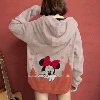 Y2k Hoodie Ceketler Vintage Mickey Üstleri Disney Kawaii Giysileri kapüşonlu eşofman üstü Uzun Kollu Üst Moda Hoodies Kadın Kazak